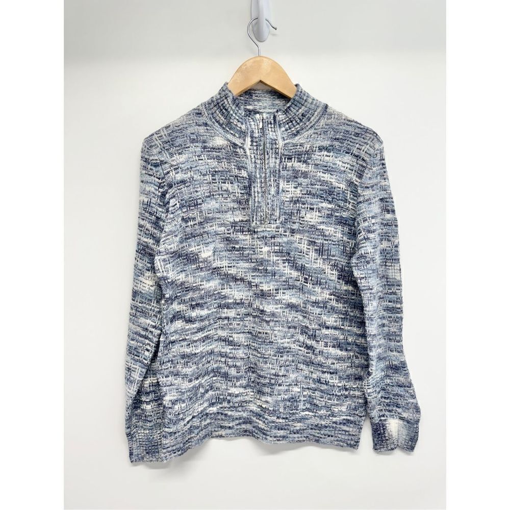 Draper & Damon’s Knit Sweater Mock Neck‎ Pullover Silver Blue Long Sleeve